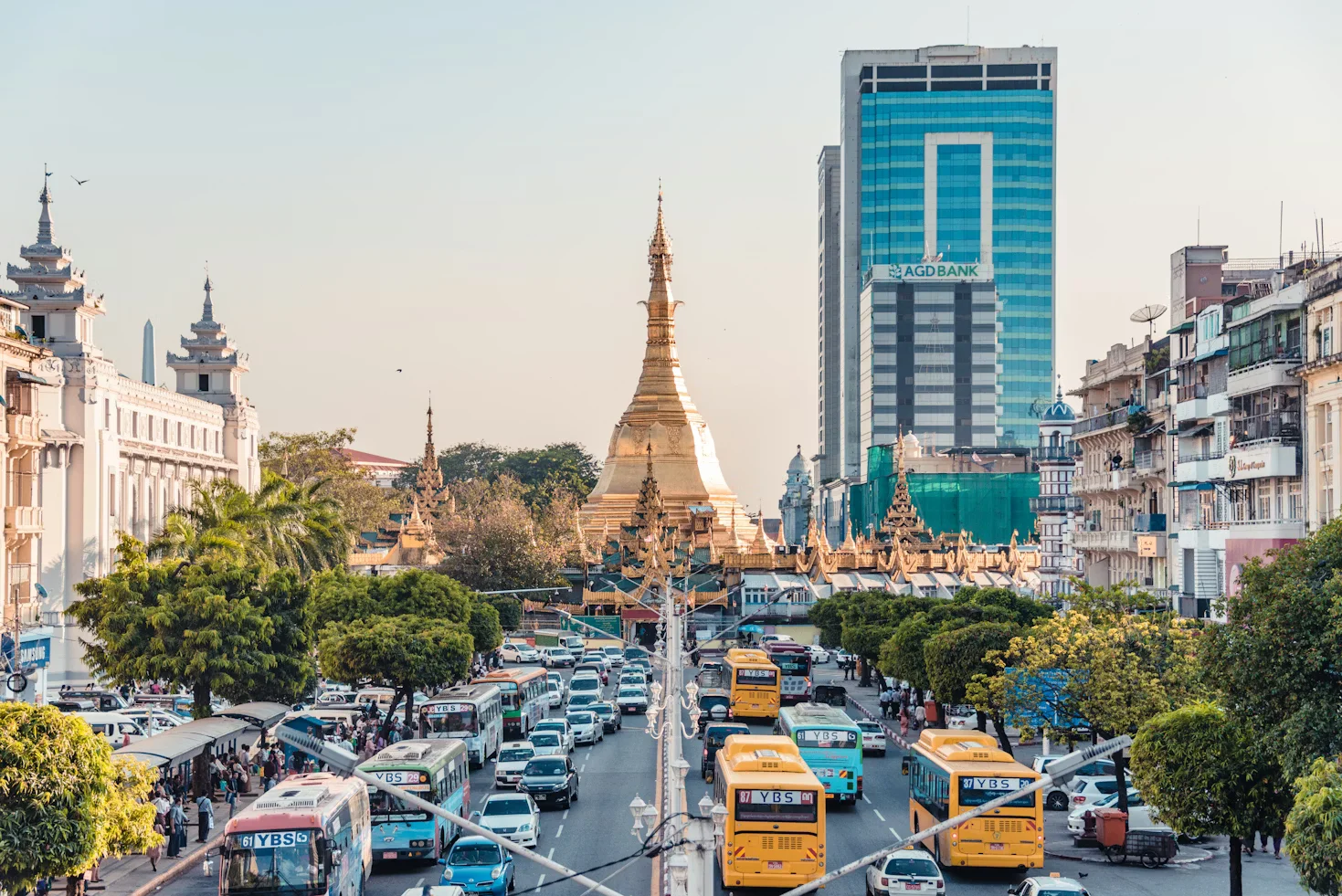 Current time in Yangon, Myanmar – city skyline